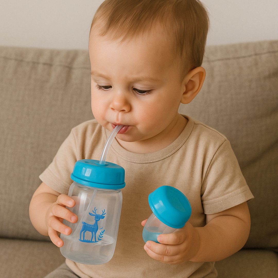 Biberon avec Paille Souple – Autonomie Facile pour Bébé