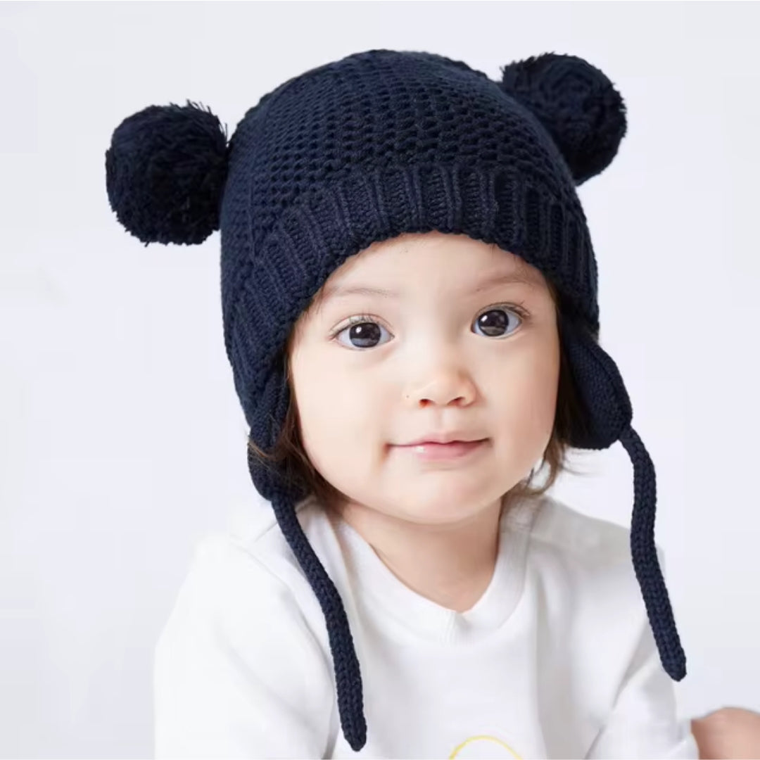 Knitted Baby Hat with Pom-Poms – Warmth &amp; Softness for Winter