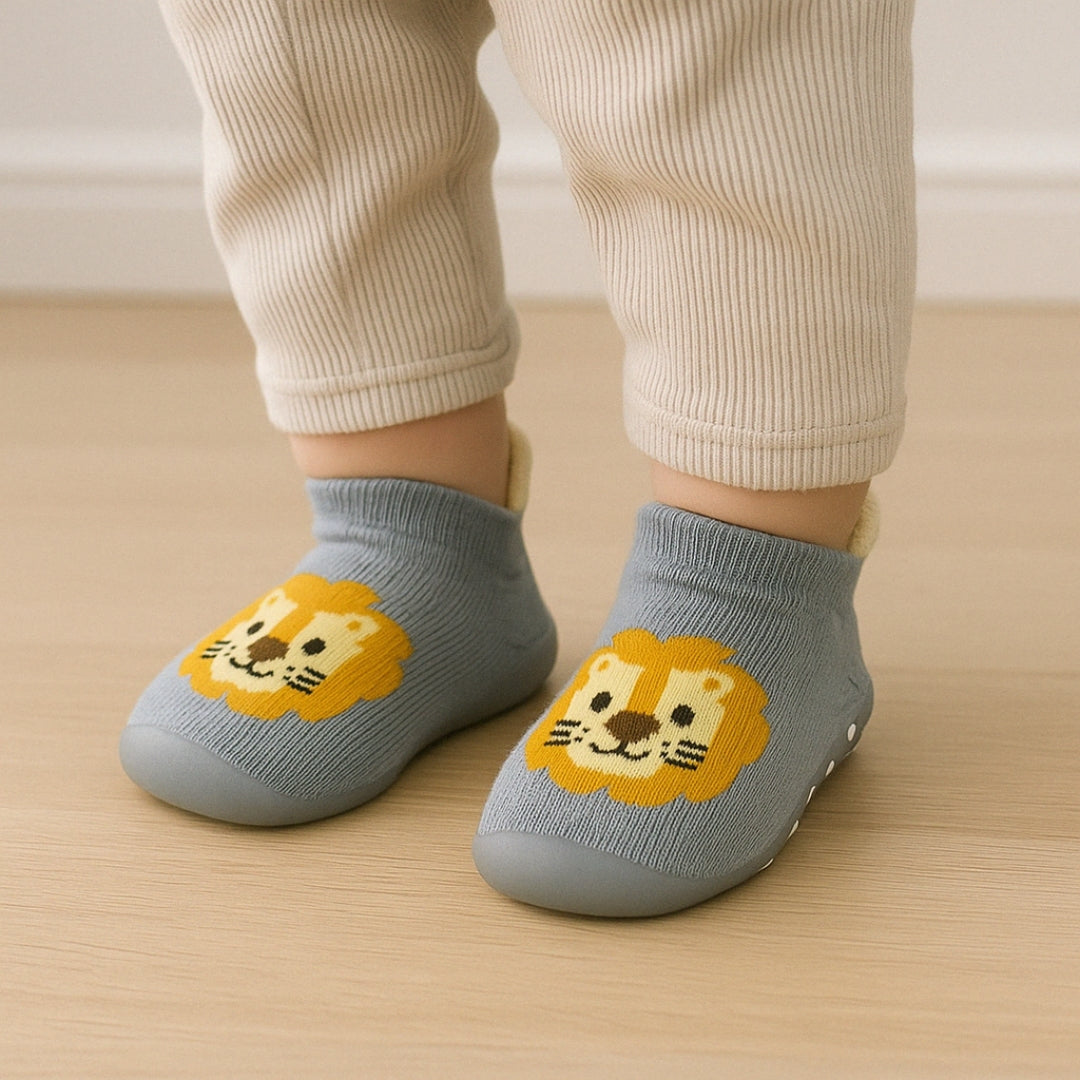 Baby Slipper Socks – Lion Pattern | Non-slip &amp; Cozy